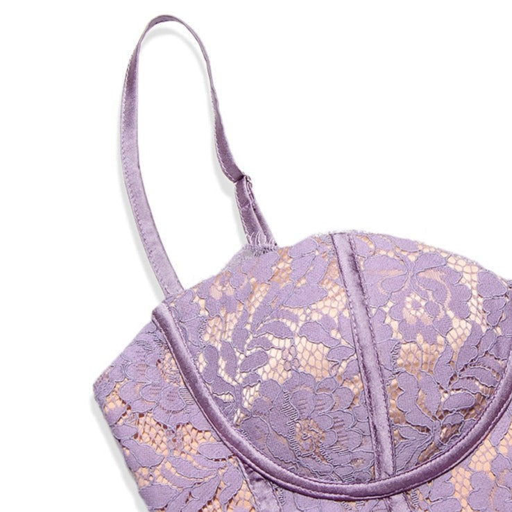 ATSUKO VIOLET LACE MINI DRESS with STRAPS