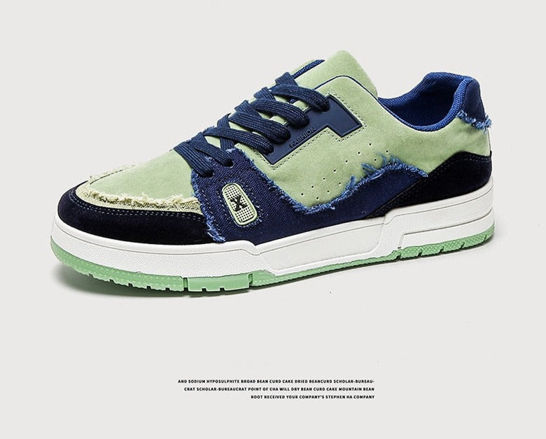 Green Sneakers Classic Low-top Color-block for Men