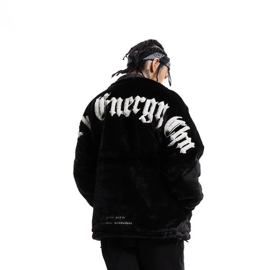 Embroidered Jacket - Thick Faux Fur for Men