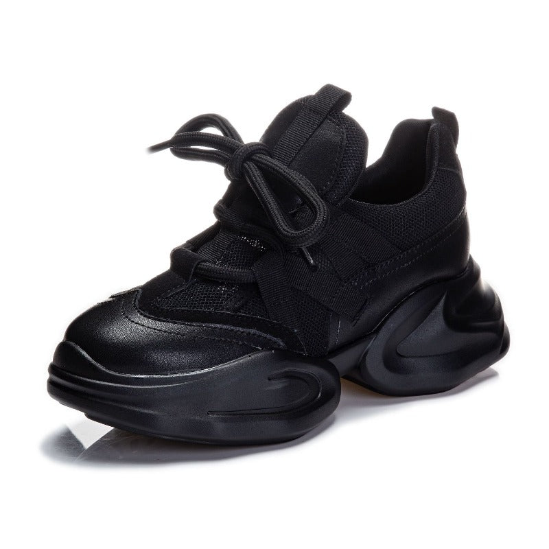 Women's  8cm Leather Air Mesh Platform Sneakers