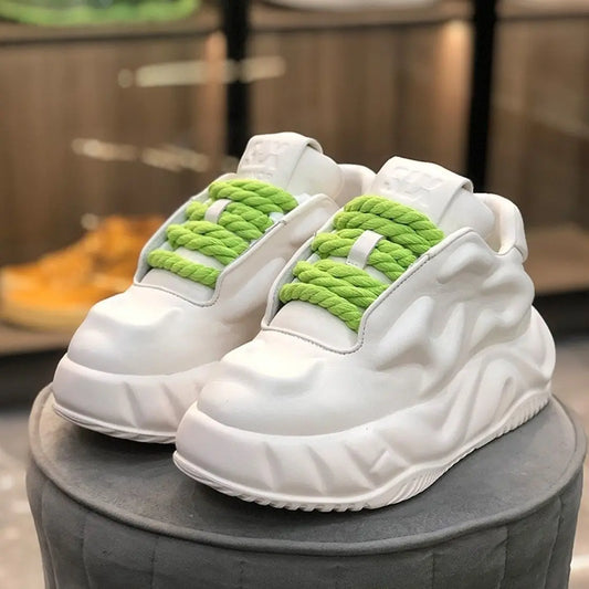 White Chunky Sneakers -  Wear-Resistant Ultra-Light for Men