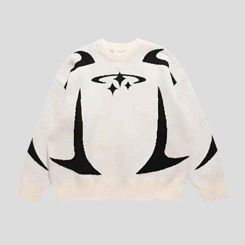 Vintage Knitwear Stars Graphic Pullover Sweater Unisex Loose Aesthetic