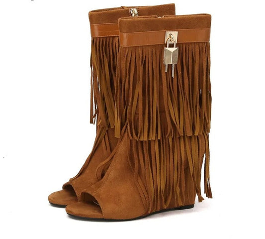 Fringe Wedges  Boot Sandals