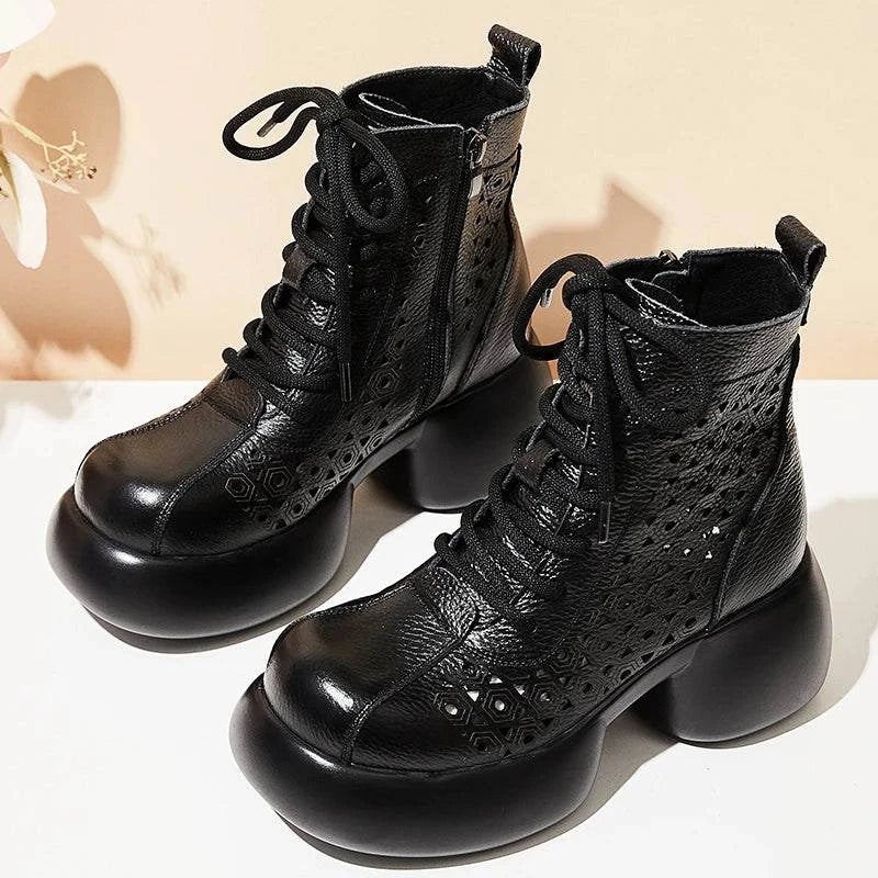 Platform Genuine Leather Ankle Boots for Women
