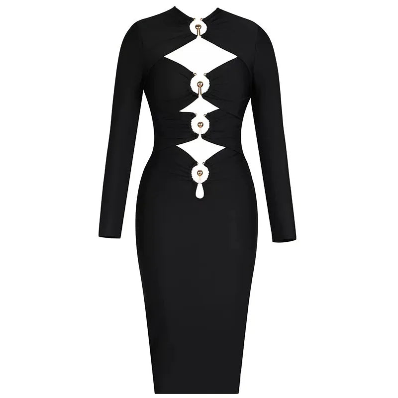 BURYA HOLLOW OUT MIDI DRESS