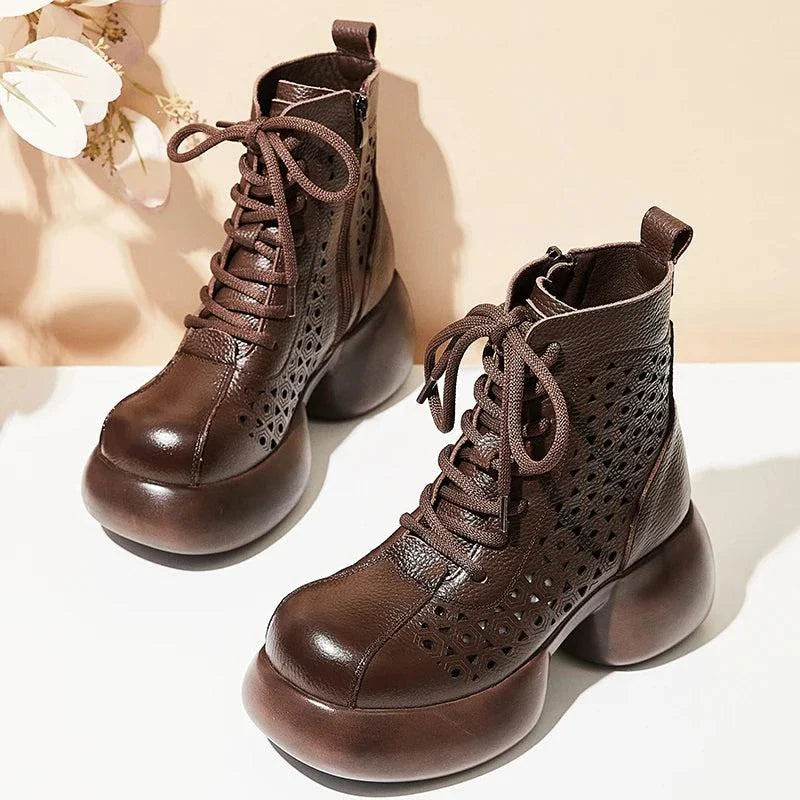 Platform Genuine Leather Ankle Boots for Women