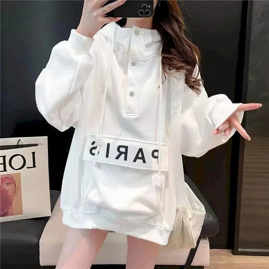 Women Spring-Autumn Thin Paris Hoodie Pullover