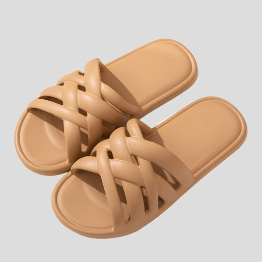Flat Slide Sandals: Women's Flat Knitted Design Eva Slides