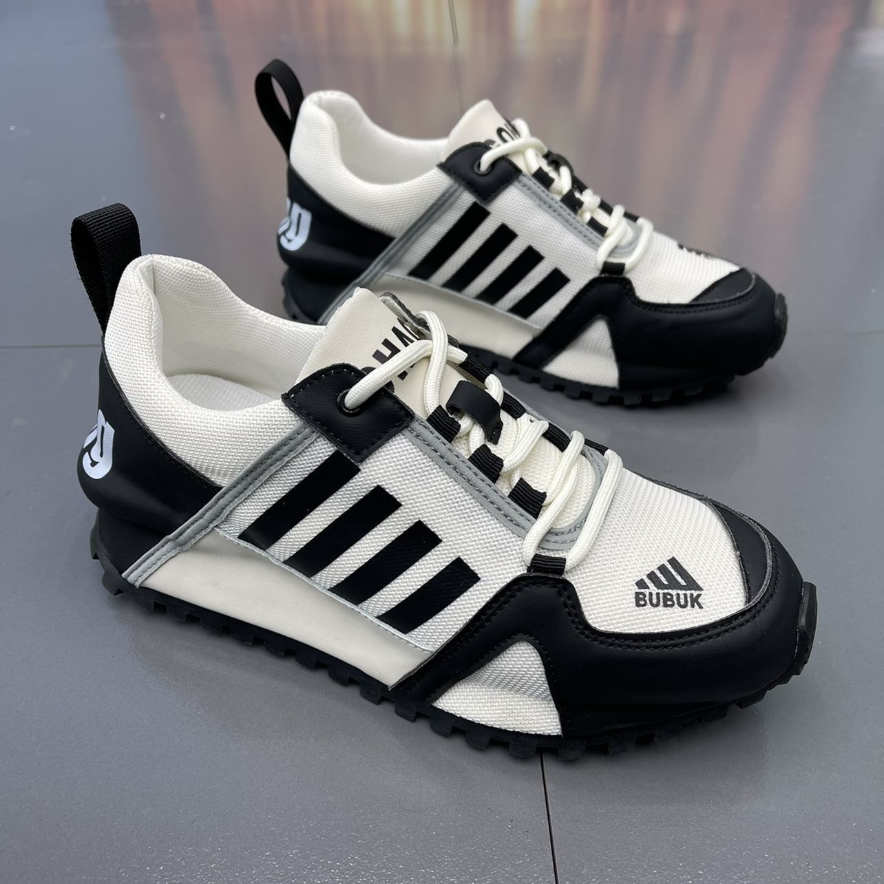 Unisex Chunky Cross-tied Split Leather Bubuk Loafer Sneakers