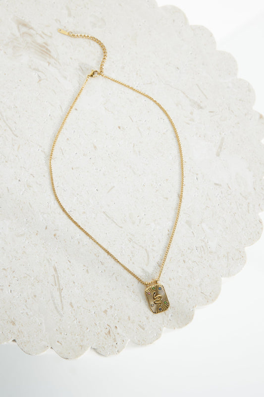 18k Gold Plated Snake Shine Necklace Gold