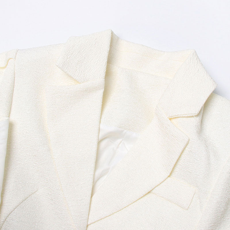 Deconstructed Ruffle Cutout Side Puff Sleeve Asymmetrical Peplum Jacket
