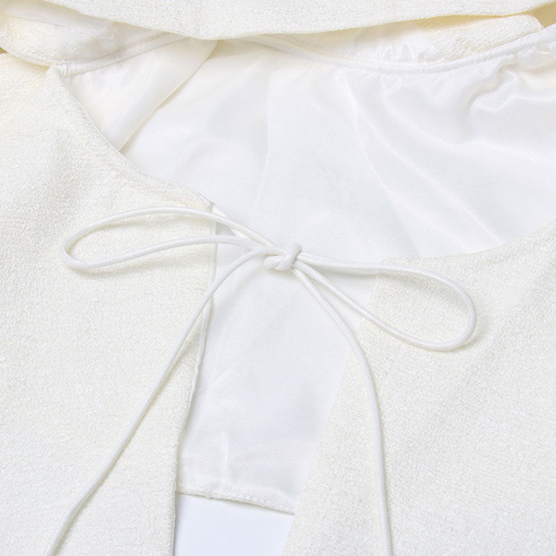 Deconstructed Ruffle Cutout Side Puff Sleeve Asymmetrical Peplum Jacket
