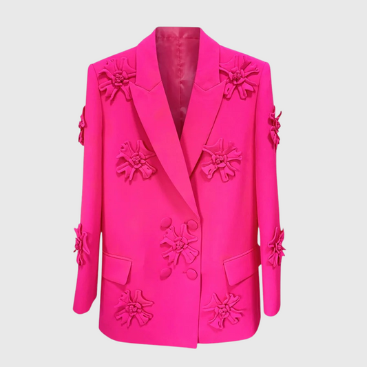 Blazer with Flowers - Fuchsia