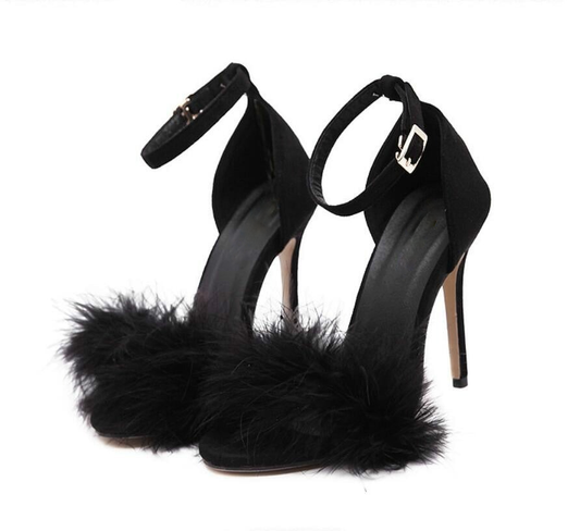 Lace-up Fur Sandals