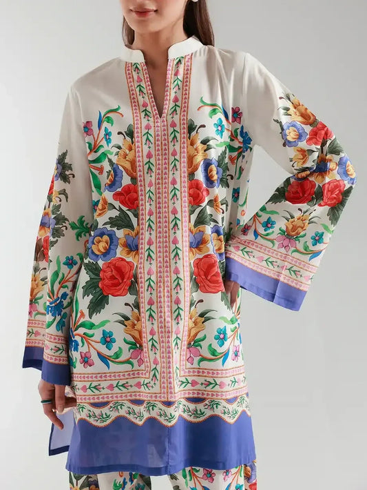 Floral Accents Boho-Chic Color-Blocked Co-ord Set