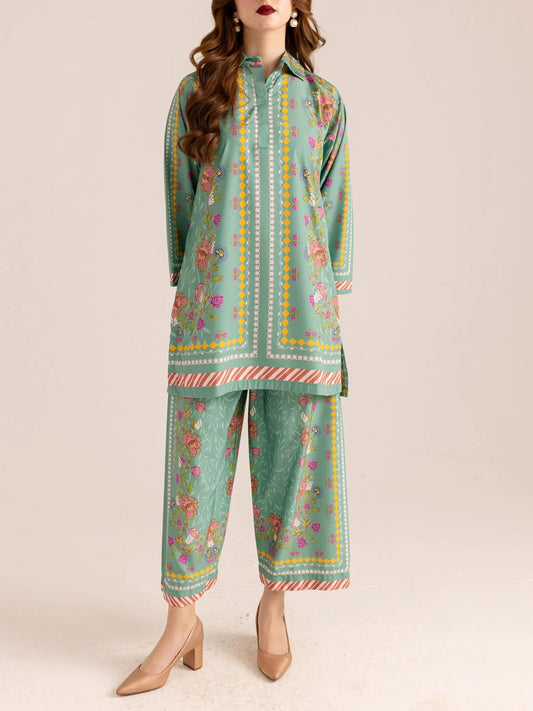 Playful Pattern Mix Pastel Green Floral Co-ord Set