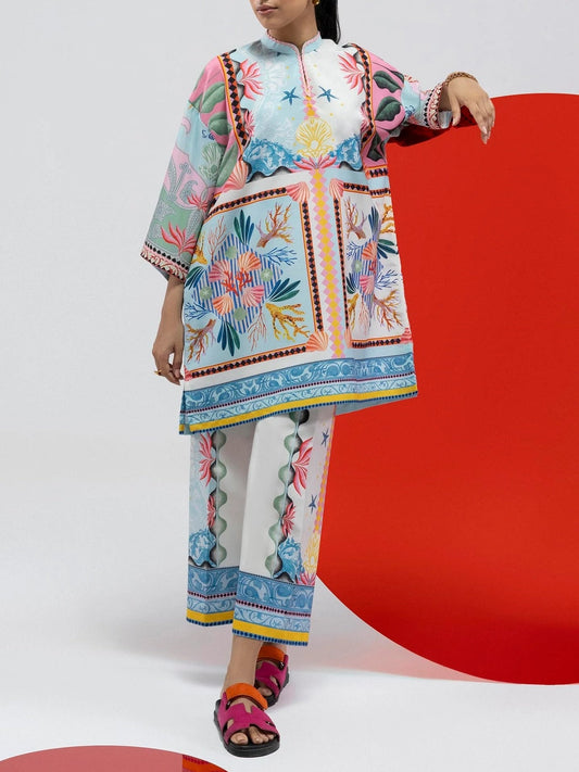 Ocean-Inspired Colorful Exotic Prints Co-ord Set