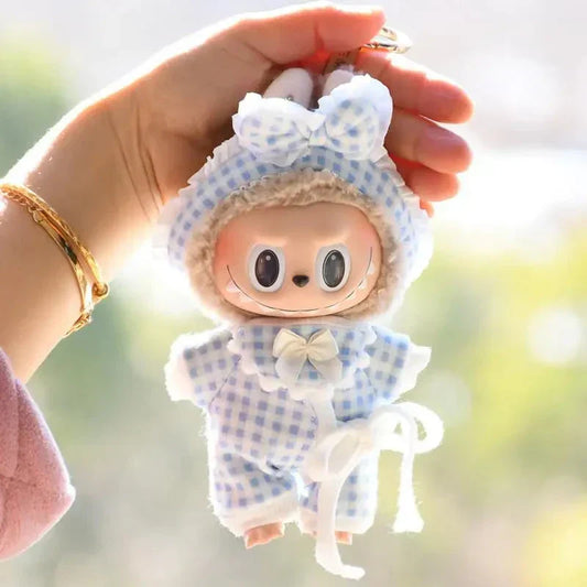 Handmade Labubu Plaid Floral Pajamas Outfit with Accessories