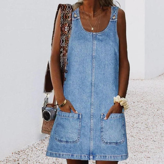 Keziah Denim Jumpsuit Mini Skirt