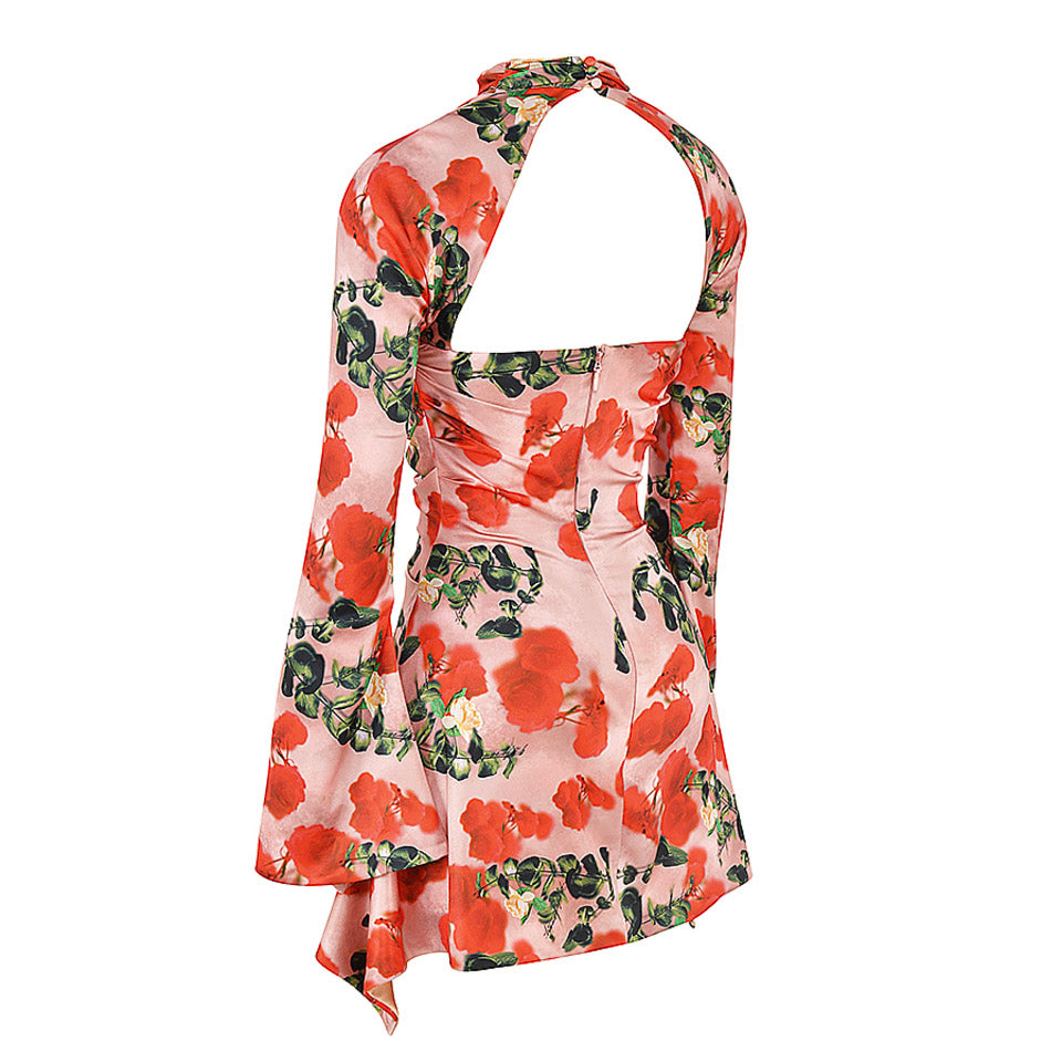 CHIE FLARED SLEEVE HOLLOW OUT MINI DRESS