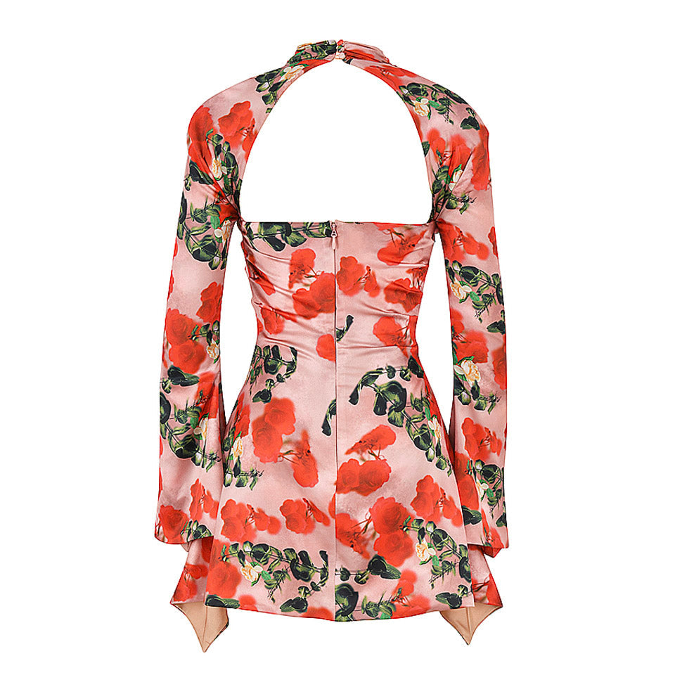 CHIE FLARED SLEEVE HOLLOW OUT MINI DRESS