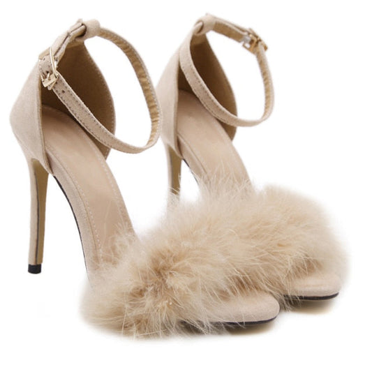 Lace-up Fur Sandals