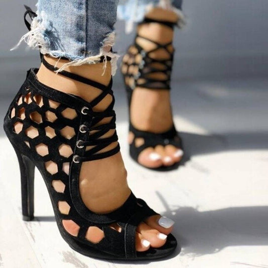 Gladiator Lace Up High Heel Sandals