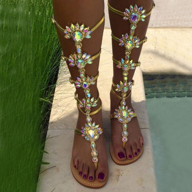 Gladiator Gold Rhinestone Sandals