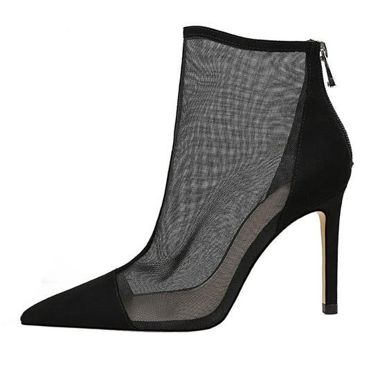 Mesh See Through Ankle Boots