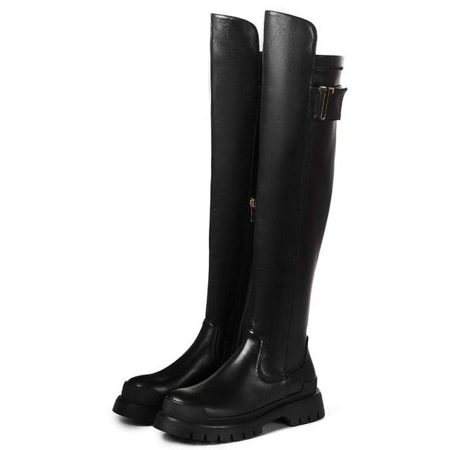 Over The Knee Side Zip Up Boots
