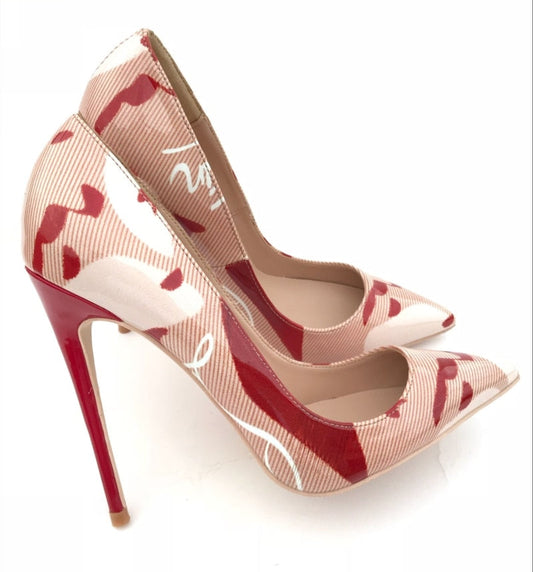 Graffiti Pink and Red Stiletto Pumps