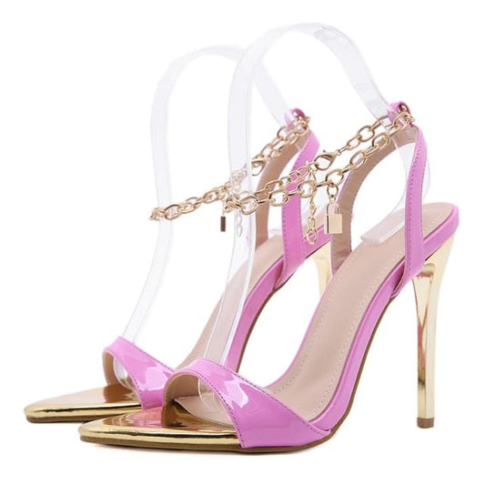 Gold Padlock High Heel Sandals