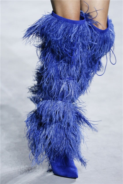 Inspired "Rihanna" Fringe Knee High Boots