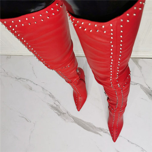 Rivet Studded Long Boots