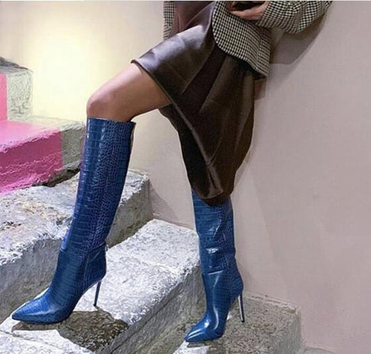 Pattern Knee High Boots