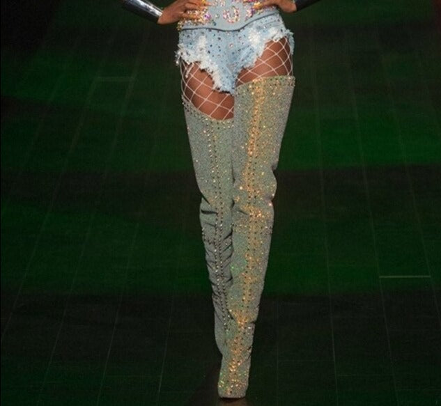 Rivet Studded Thigh High  Boots