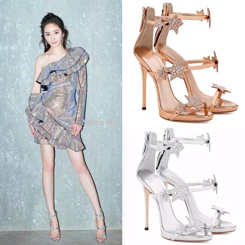 Celebrity Style T Stage Crystal Sandals