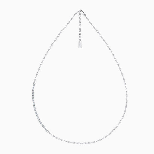 Sparkle Cubic Zirconia Sterling Silver Paper Clip Link Choker Necklace