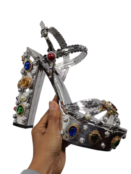 Jeweled High Heels Sandals