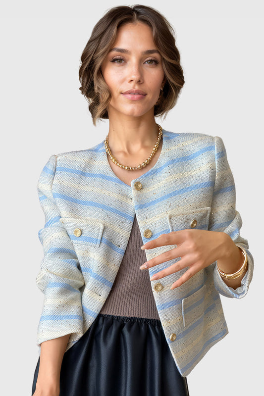 Striped Minimalist Jacket - Blue
