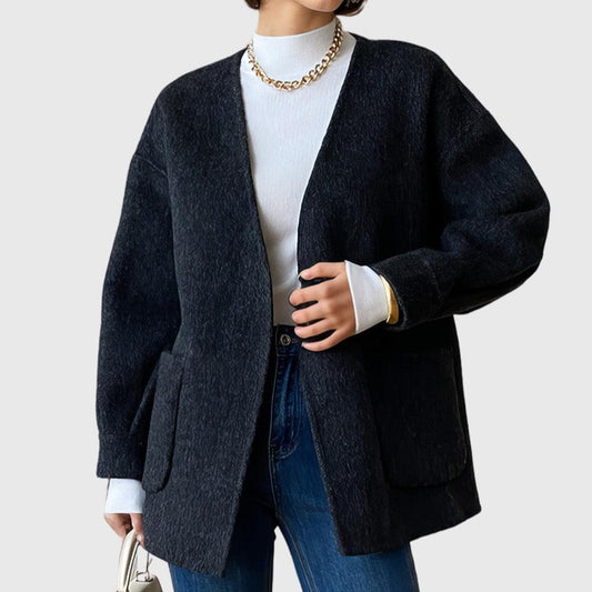 Belted Cardigan with Pockets - Dark Grey