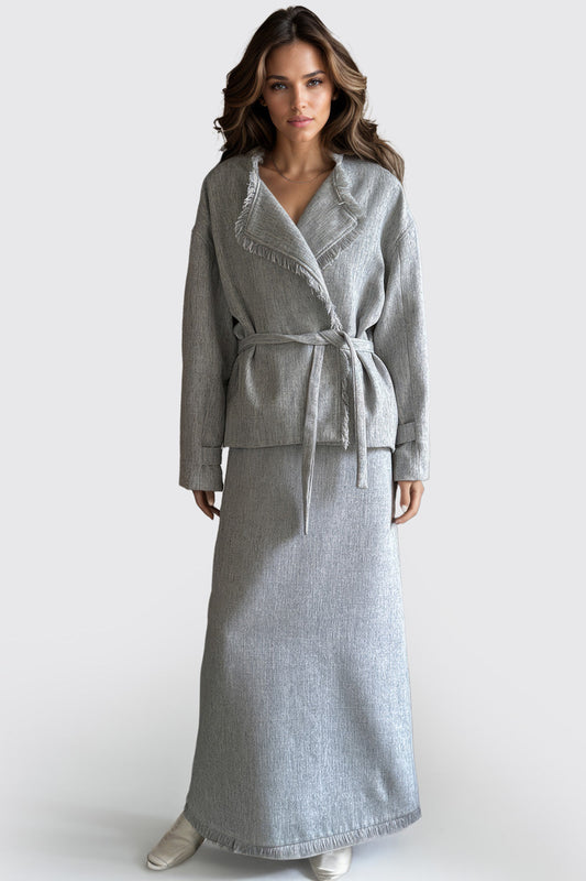 Jacket with Adjustable Belt - Grey
