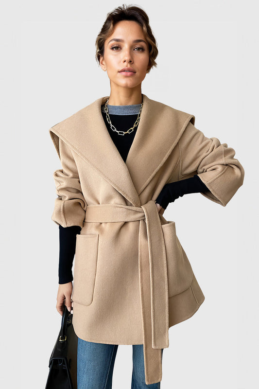 Short Belted Coat - Brown