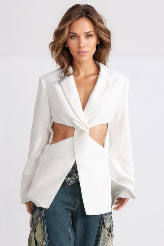 Blazer with Twist and Cuts - White