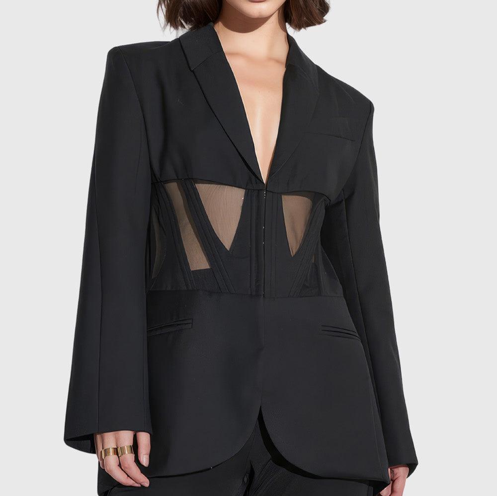 Blazer with Mesh Detail - Black