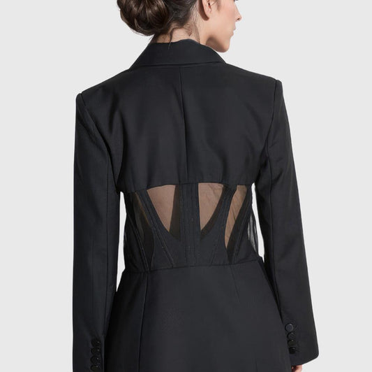 Blazer with Mesh Detail - Black