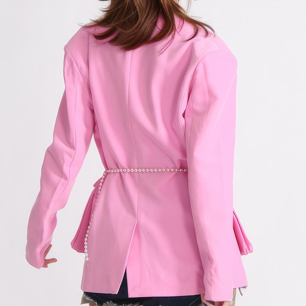Blazer with Rhinestone Chain - Pink