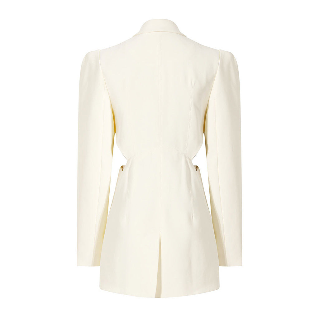 Unique Side Cutout Single Breasted Puff Sleeve Layered Bustier Tailored Blazer