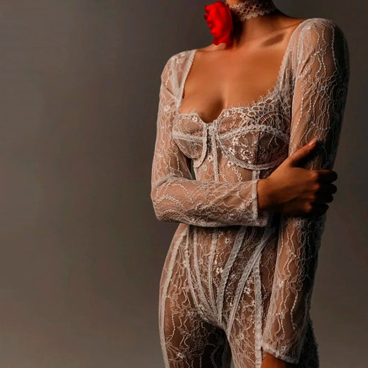 LORA LACE LONGSLEEVE JUMPSUIT